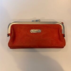Fossil Red Leather Kiss-Lock Wallet